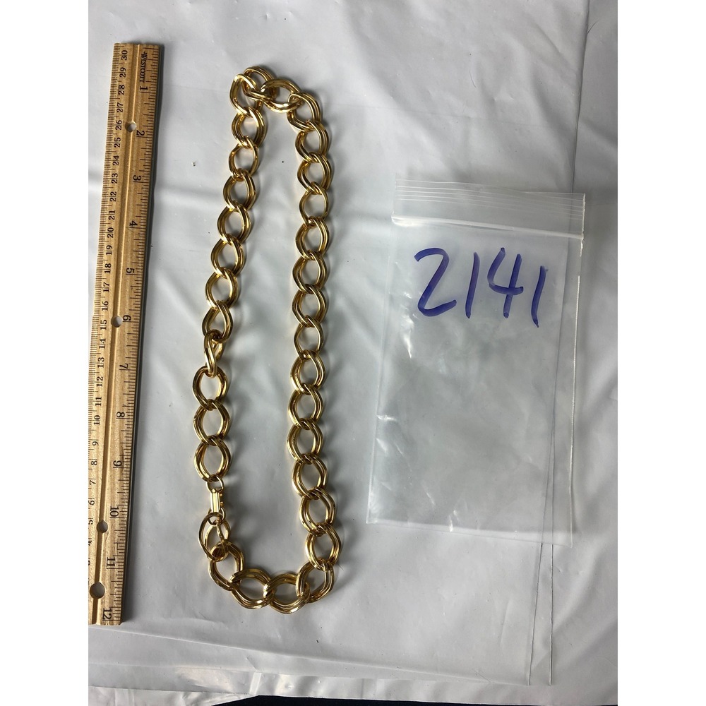 Vintage Gold Tone Double Link Chain Necklace 22 Inch Chunky Statement Jewelry